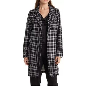 MELLODAY Soft Knit Plaid Topper Coat